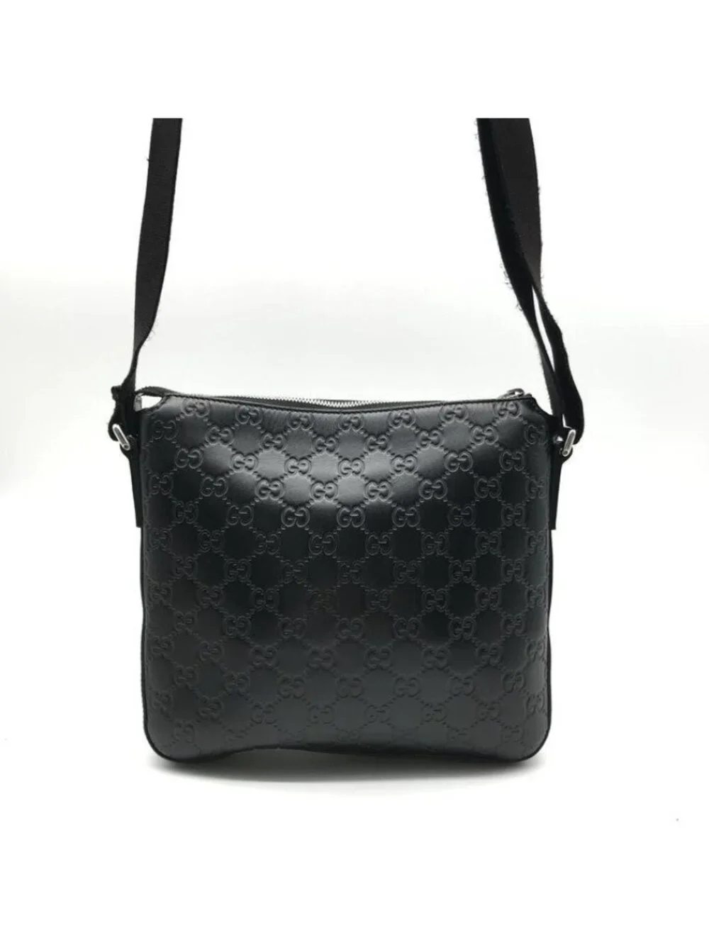 Gucci Embossed Signature Leather Shoulder Bag Black - Picture 3 of 10